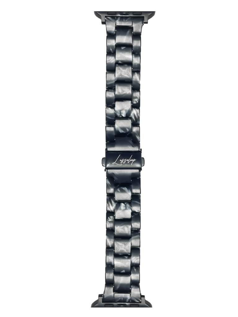 Lussoloop Fashionable Resin Apple Watch Band -Black Pearlescent