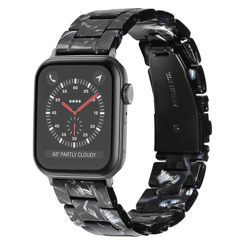 Lussoloop Fashionable Resin Apple Watch Band -Black Pearlescent