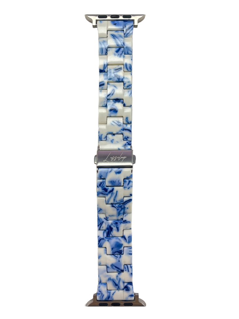 Lussoloop Fashionable Resin Apple Watch Band -Blue and White Porcelain