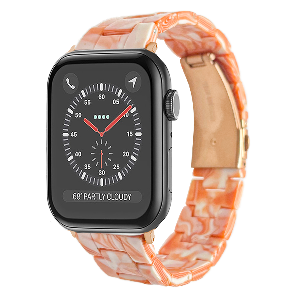 Lussoloop Fashionable Resin Apple Watch Band -Orange Snow Foam