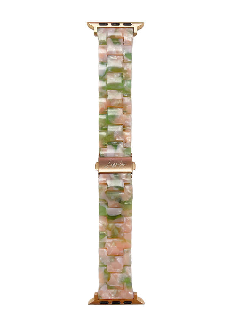 Lussoloop Fashionable Resin Apple Watch Band -Pink Green