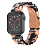 Lussoloop Fashionable Resin Apple Watch Band -Black Pink Flower