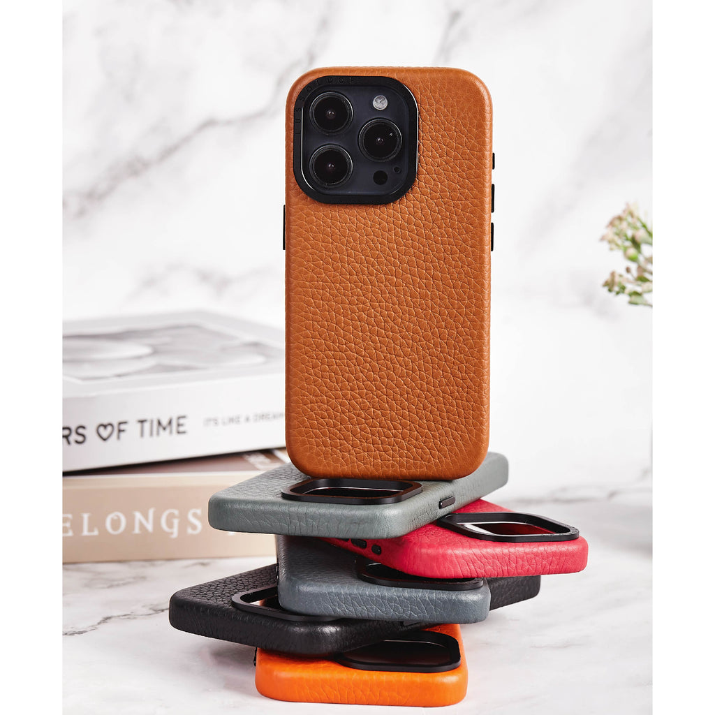 Lussoloop Premium Leather case Top-Grade CowhideTrendy Colors Shockproof Protection for iPhone 15