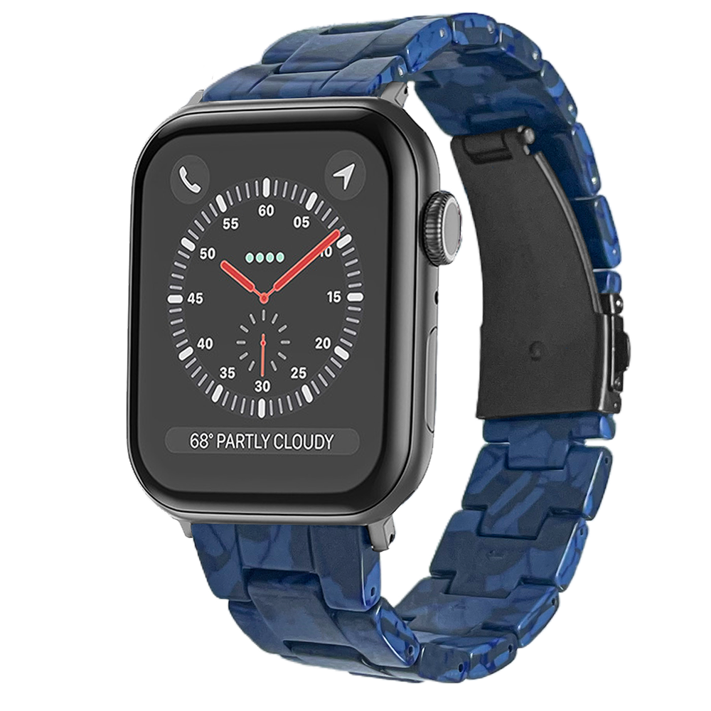 Lussoloop Fashionable Resin Apple Watch Band -Runner Blue
