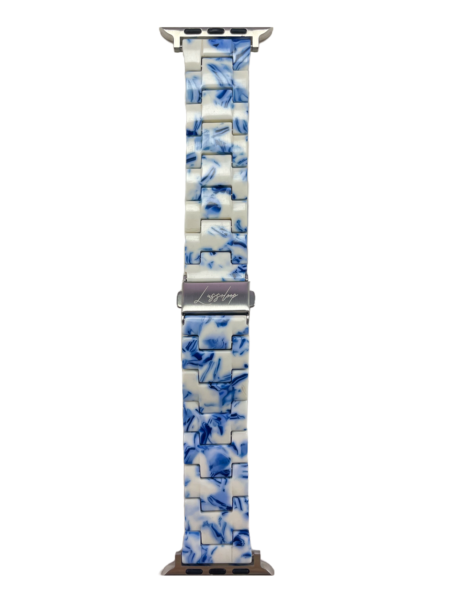 Lussoloop Fashionable Resin Apple Watch Band -Blue and White Porcelain
