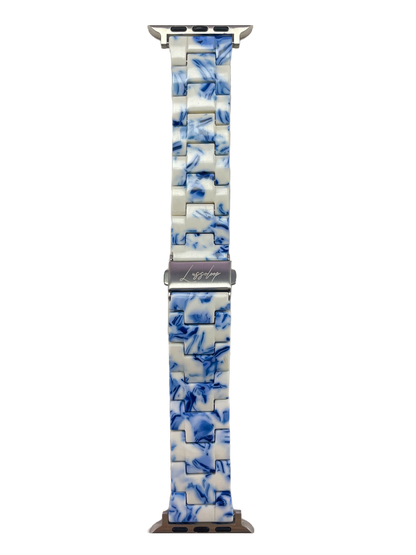 Lussoloop Fashionable Resin Apple Watch Band -Blue and White Porcelain