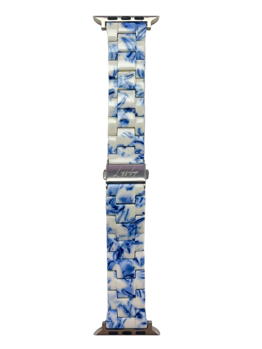 Lussoloop Fashionable Resin Apple Watch Band -Blue and White Porcelain