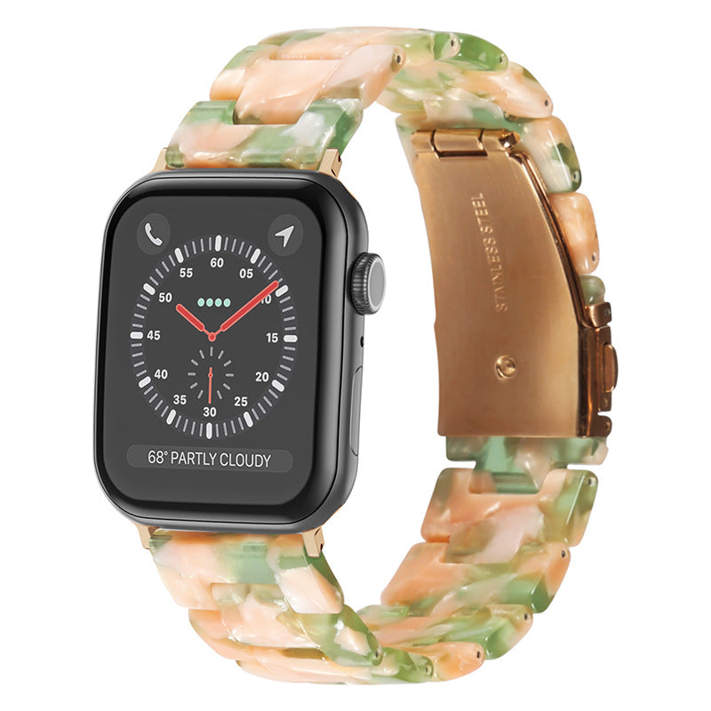 Lussoloop Fashionable Resin Apple Watch Band -Pink Green