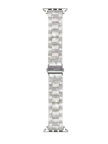 Lussoloop Fashionable Resin Apple Watch Band -White pearlescent