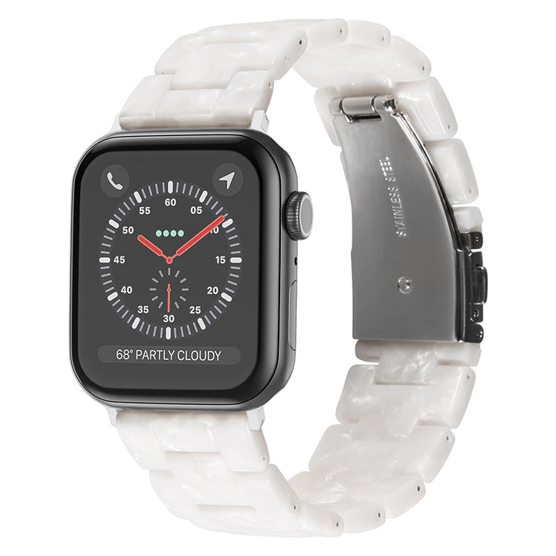 Lussoloop Fashionable Resin Apple Watch Band -White pearlescent