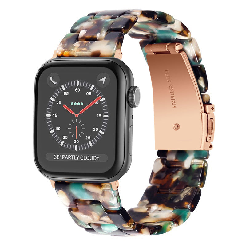 Lussoloop Fashionable Resin Apple Watch Band -Emerald White Five Colors